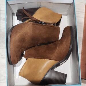 Soda Two-Tone Brown Ankle Booties